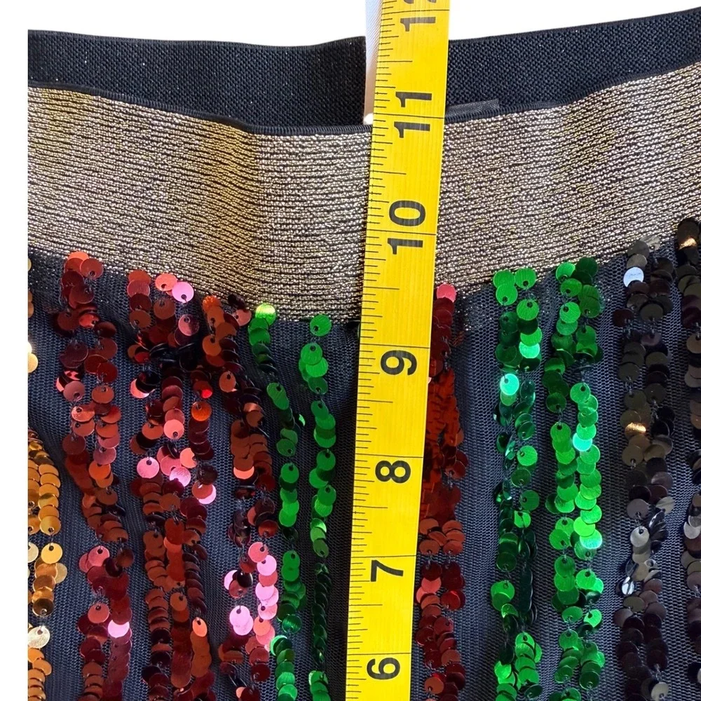 Love by Design Rainbow Sequin 2 Piece Set Crop Top M Pants S Festival Party Glam